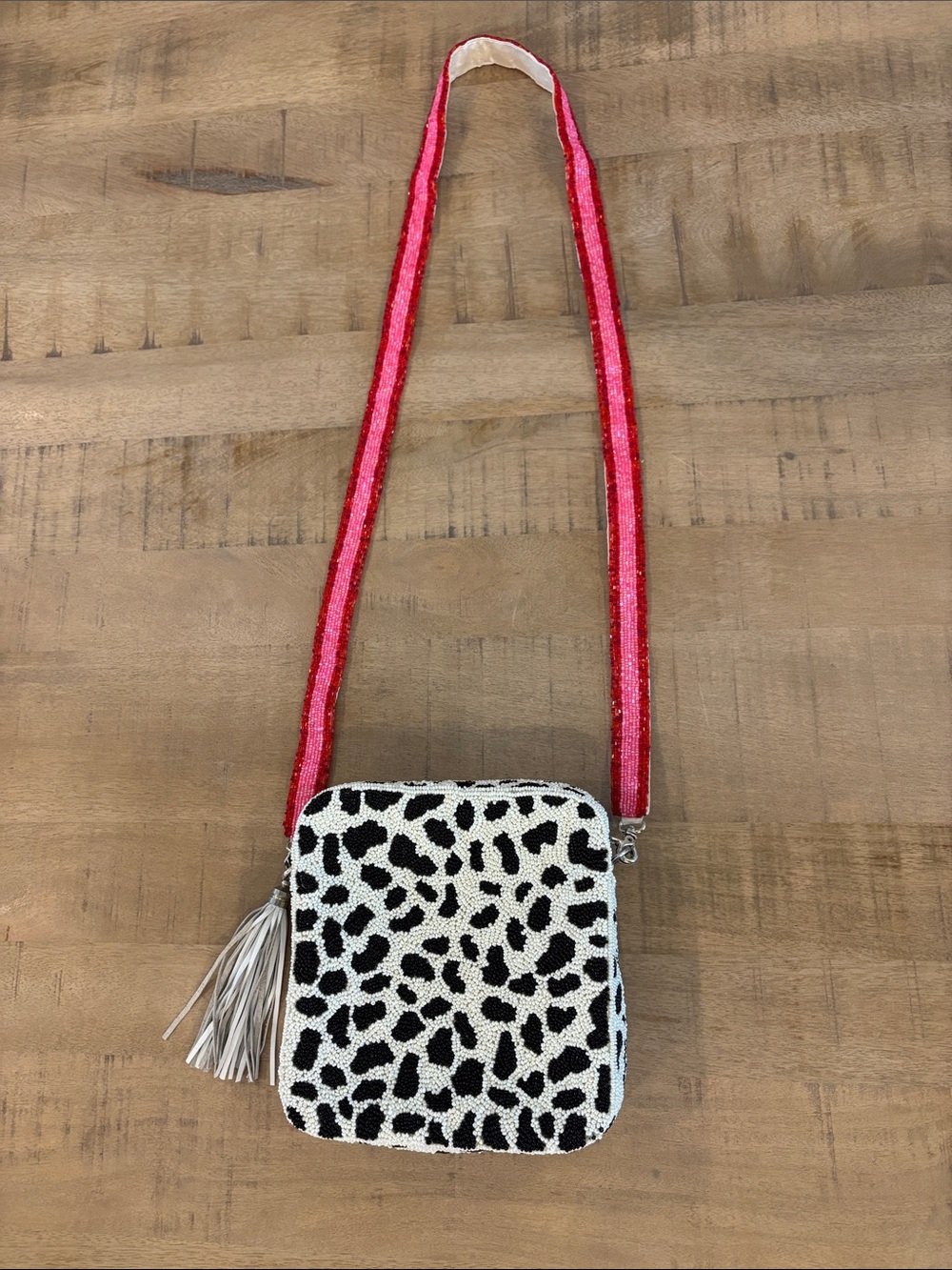 Moyna Beaded Purse Shoulder or Crossbody Funky Quirky Removable Strap & Tassel
